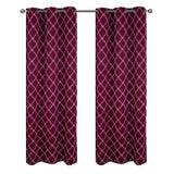 RT Designer Collection Gable Embroidered Blackout Luxurious Decorative Grommet Curtain Panel Burgundy