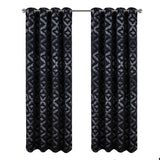 RT Designer Collection Heathrow Halo Foil Blackout Luxurious Decorative Grommet Curtain Panel 54" x 90" Black