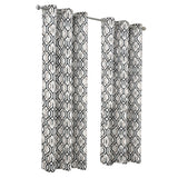 RT Designer Collection Rory Printed Blackout Luxurious Decorative Grommet Curtain Panel Black