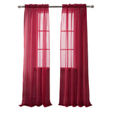 RT Designer Collection Celine Sheer Luxurious Modern Design Curtain Panel 54" x 84" Burgundy
