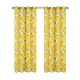 Olivia Gray 100% Polyester 200 GSM Blossom Printed Blackout Grommet Curtain Panel Yellow