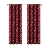 RT Designers Collection 100% Polyester 140 GSM Reed Embroidered Grommet Curtain Panel Burgundy