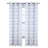 RT Designers Collection Crown Grommet Sheer Metallic Printed Doily Curtain Panel Blue