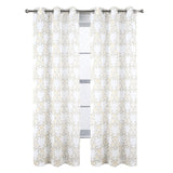 RT Designers Collection Crown Grommet Sheer Metallic Printed Doily Curtain Panel Taupe