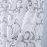 RT Designers Collection Crown Grommet Sheer Metallic Printed Doily Curtain Panel Silver
