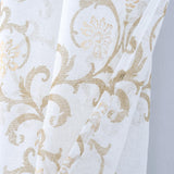 RT Designers Collection Crown Grommet Sheer Metallic Printed Doily Curtain Panel Taupe