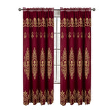 RT Designers Collection Daisy Embroidery Grommet Curtain Panel With Attached Valance 54" x 84" Brgundy/Gold