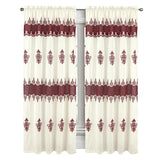 RT Designers Collection Debbie Macrame Construction 3" Rod Pocket Curtain Panel Beige/Burgundy