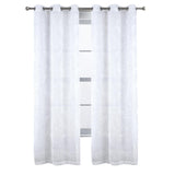 RT Designers Collection Faye Grommet Metallic Sheer Printed Doily Curtain Panel Silver