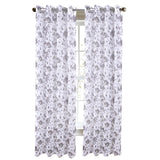 RT Designers Collection Meadow Grommet Metallic Sheer Printed Doily Curtain Panel Grey