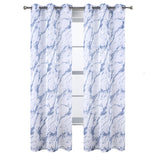 RT Designers Collection Marble Grommet Metallic Sheer Printed Doily Curtain Panel Blue