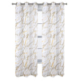 RT Designers Collection Marble Grommet Metallic Sheer Printed Doily Curtain Panel Taupe