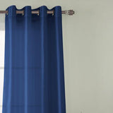 RT Designers Collection Nancy Faux Luxurious Silk Grommet Curtain Panel Navy