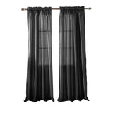 RT Designers Collection 100% Polyester 82 GSM Faux Silk Nikki Rod Pocket Curtain Panel 54" x 90" Black