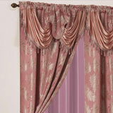 Olivia Gray Palm Floral Textured Jacquard 54 x 84 in. Single Rod Pocket Curtain Panel w/ Attached 18 in. Valance in Rose