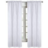 RT Designers Collection Pearl Emb Metallic Doily Rod Pocket Room Darkening Window Curtains for Bedroom 54" x 95" White