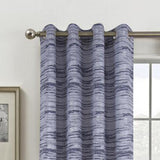Olivia Gray Tropez Two Tone Jacquard Single Grommet Curtain Panel Pair - 54x84", Navy