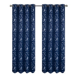 RT Designer Collection Lilian 2 Pack Embroidered Blackout Luxurious Decorative Grommet Curtain Panel 36" x 84" Navy