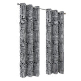 RT Designer Collection Ashton Print 2 Pack Blackout Grommet Luxurious Modern Design Curtain Panel 36" x 84" Black