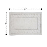 Sculptured Border Soft Plush Cotton Non-Slip Bath Rug Ivory by Castle Hill