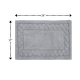 Sculptured Border Soft Plush Cotton Non-Slip Bath Rug Silver by Castle Hill