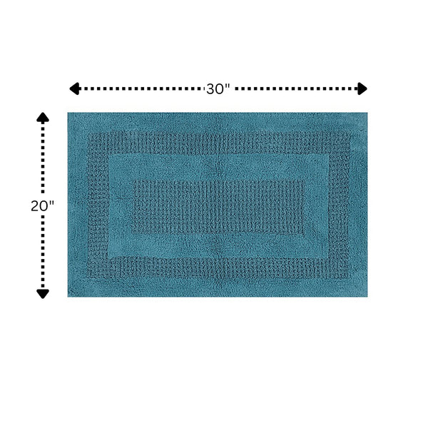 Racetrack Non-Slip Cotton Bath Rug 20" x 30" Aqua by Perthshire Platinum Collect