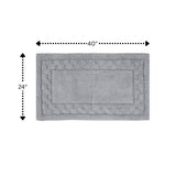Sculptured Border Soft Plush Cotton Non-Slip Bath Rug Silver by Castle Hill