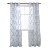 RT Designers Collection Kimberly Embroidery Doily Grommet Sheer Curtain Panel Pair Wedgewood