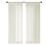 RT Designer Collection Laura Textured Sheer Rod Pocket Luxurious Modern Design Curtain Panel Pair 37" x 84" Ivory