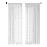 RT Designer Collection Laura Textured Sheer Rod Pocket Luxurious Modern Design Curtain Panel Pair 37" x 84" White