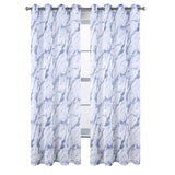 RT Designers Collection Marble Grommet Metallic Sheer Printed Doily Curtain Panel Pair 36" x 84" Blue