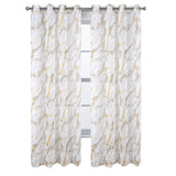 RT Designers Collection Marble Grommet Metallic Sheer Printed Doily Curtain Panel Pair 36" x 84" Taupe