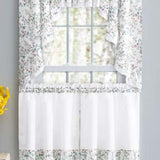 Ellis Country Floral Small Scale 1.5" Rod Pocket Floral Pattern with Ruffle Lace Edge Tier Multicolor