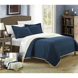 Chic Home Lugano Teresa Reversible Modern Design Bed In A Bag 7 Pieces Quilt Set Navy
