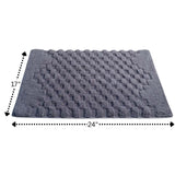 Knightsbridge Luxurious Block Pattern High Quality Year Round Cotton With Non-Skid Back Bath Rug Silver