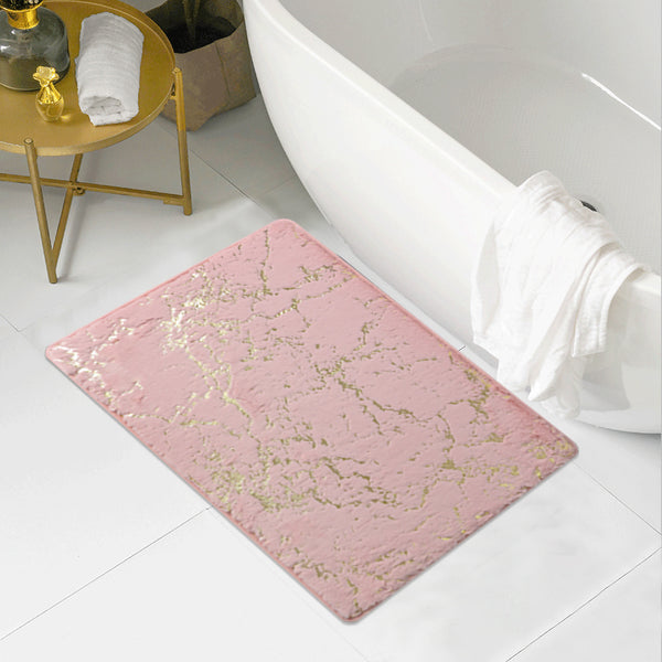 RT Designers Collection Galactic Rabbit Fur Premium Foam Rug 17" x 24" Blush wit