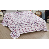 Plazatex Luxurious Ultra Soft Lightweight Rose Butterfly Printed Bed Blanket White/Purple