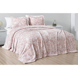 Plazatex Rozetta 3 Pcs Machine Washable Blanket Full/Queen Pink & White
