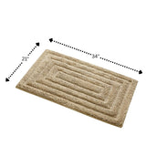 Knightsbridge Stylish And Comfortable All Season Traditional Racetrack Design Cotton Bath Rug Stone