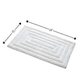 Knightsbridge Stylish And Comfortable All Season Traditional Racetrack Design Cotton Bath Rug White