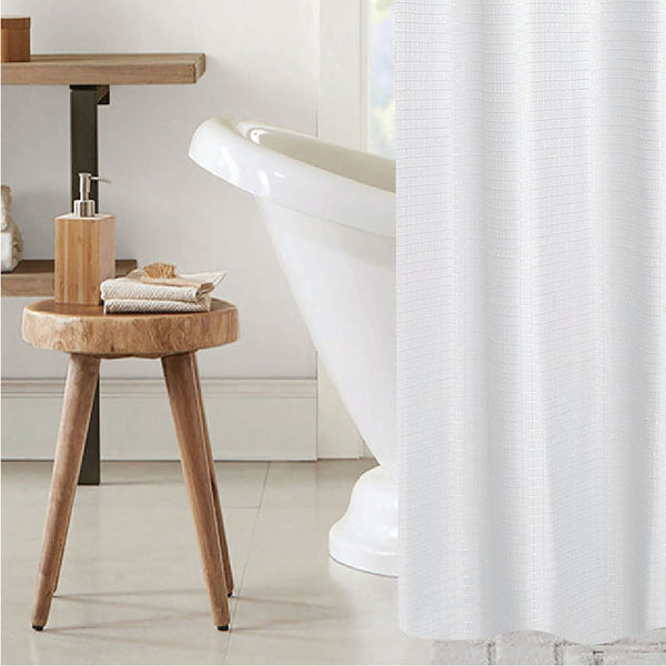 RT Designer Collection Bliss Waffle Shower Curtain 70" x 72" White
