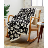 Skull & Bones Faux Shearling Micro Plush Throw Blanket 50" x 60" Black & White by Plazatex