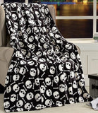 Plazatex Skull Bones Micro Plush Decorative Halloween Throw Blanket  50" X 60" Black And White