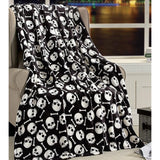 Plazatex Skull Bones Micro Plush Decorative Halloween Throw Blanket  50" X 60" Black And White