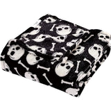 Plazatex Skull Bones Micro Plush Decorative Halloween Throw Blanket  50" X 60" Black And White