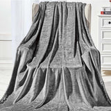 Plazatex Microplush and Microfiber All Season Hydrophobic  Polyester Solid Throw Blanket 50" x 60", Grey