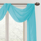 Celine Sheer 55 x 216 in. Sheer Curtain Scarf Valance Aqua