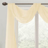 Celine Sheer 55 x 216 in. Sheer Curtain Scarf Valance Beige