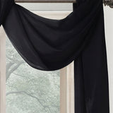 Celine Sheer 55 x 216 in. Sheer Curtain Scarf Valance Black