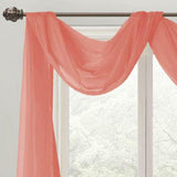 Celine Sheer 55 x 216 in. Sheer Curtain Scarf Valance Coral